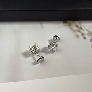 8mm CZ Stud Earrings for Men Women Streetwear Punk Hip Hop Unisex Style